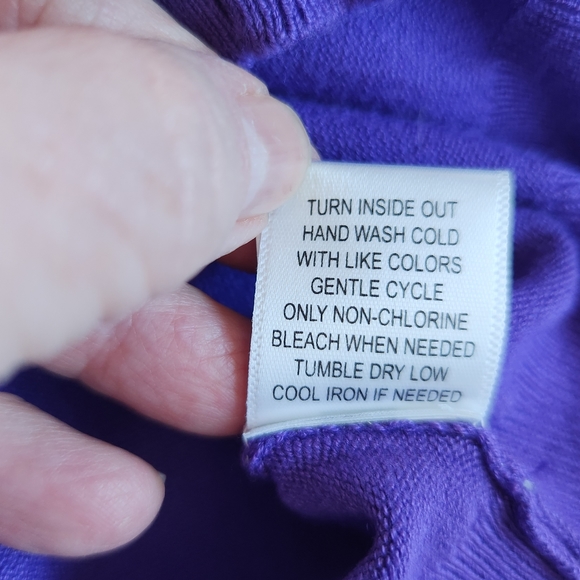 One World, NWT, Live & Let Live Purple Button Crop Cardigan L - Picture 11 of 11